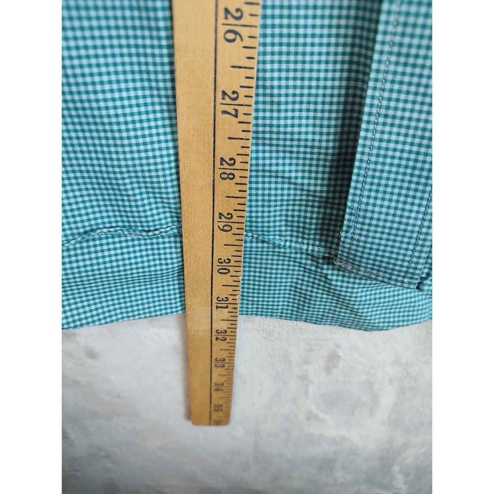 Alan Flusser Mens XL Teal Gingham Check Cotton Button Down Shirt Long Sleeve - Picture 7 of 10